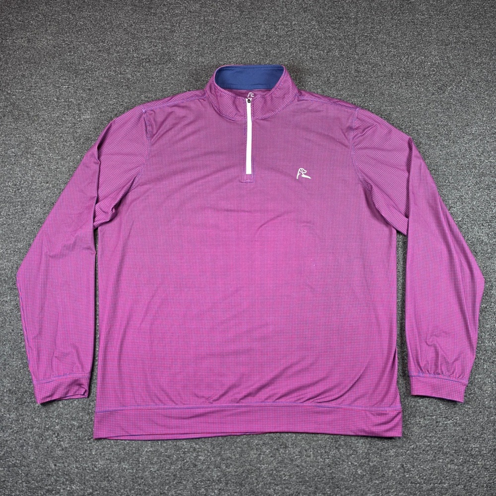 Rhoback 1/4 Zip Pullover Purple Mens XL Micro Houndstooth Performance Stretch
